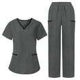 thumbnail image 1 of Avrnliq Womens Gray Stretch Medical Scrub Set - Short Sleeve with Functional Pockets, 1 Top & 1 Pant for Nurses & Dental Assistants,Size M, 1 of 8