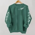 thumbnail image 1 of Avrnliq Womens Green Crew Neck Casual Sweatshirt, Loose Fit Love Heart Graphic Pullover XS-XL,Size XL, 1 of 5