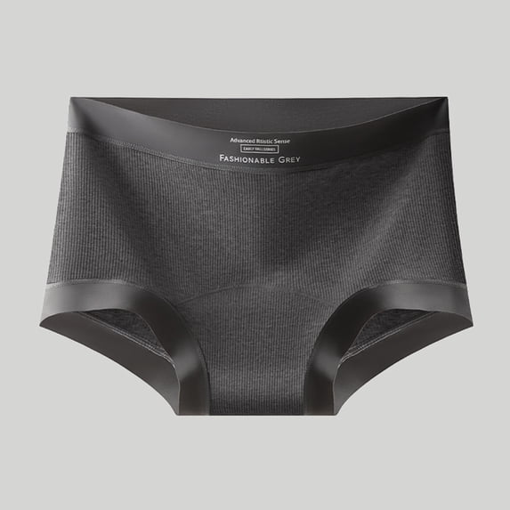 Avrnliq Womens High Waisted Ribbed Cotton Underwear, 100% Soft Breathable Seamless Panties with Tummy Control, Dark Gray Daily Wear No Show (L-XXXL),Size XL