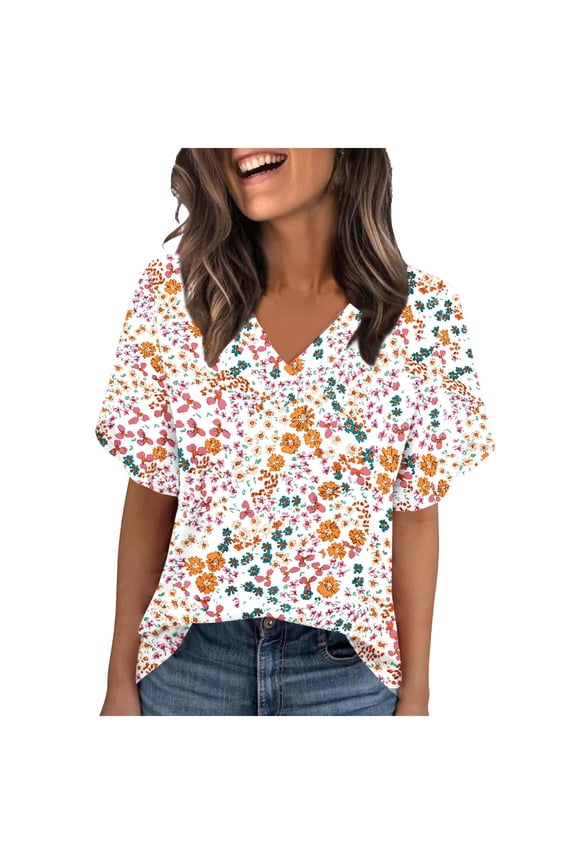 Womens Loose Fit Lightweight Breathable White Blouse Casual Daily Office Wear Ladies Top,Size L