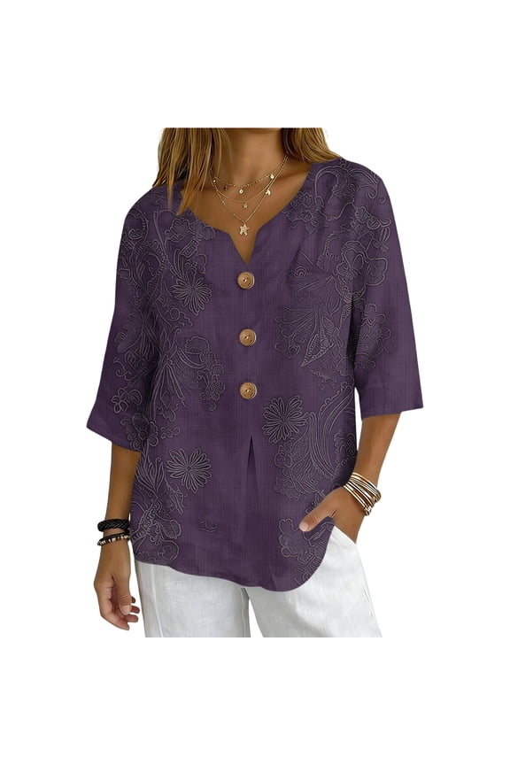 Womens Multicolor Casual Blouses Loose Fit Lightweight Breathable Tops for Daily Office Weekend Wear,Size S