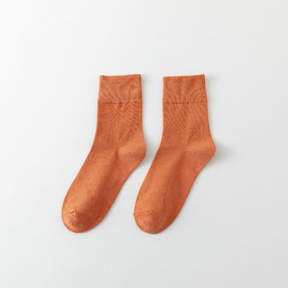 Avrnliq Womens Orange Crew Socks, Comfortable Stretchy Breathable, Non-Slip Ribbed Ankle Cuff, Free Size Fits US 5-12, 1 Pair,Size Free Size