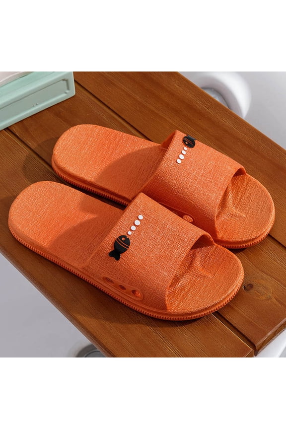 Womens Orange Cute 3D Fish Pattern PVC Slide Sandals Non-Slip Pool Slides Beach Shoes Quick Dry Drainage Slippers Open Toe Shower Sandals Jelly Slides for Women Size 6.5