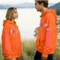 thumbnail image 1 of Avrnliq Womens Orange Oversized Graphic Hoodie | Valentine's Day Gift for Her | Long Sleeve Cute Sweatshirt with Love Message | Casual Streetwear,Size 3XL, 1 of 8