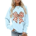 thumbnail image 1 of Avrnliq Womens Oversized Crewneck Graphic Sweatshirt - Blue Bow Heart Print Relaxed Fit Casual Sweet Daily Wear,Size XS, 1 of 8
