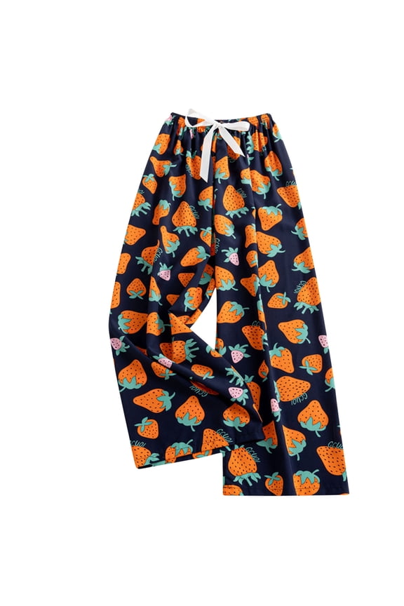 Womens Pajama Pants Floral Printed Elastic Waist Pajama Bottoms Casual Comfy Sleepwear, Free Size