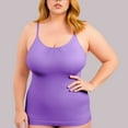 thumbnail image 1 of Avrnliq Womens Plus-Size Stretchy Camisole, Purple Scoop Neck Spaghetti Strap Top with Ruched Bust, Layering Shirt,Size 2XL, 1 of 7