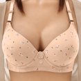 thumbnail image 1 of Avrnliq Womens Plus Size Wireless Comfort Bra Beige Breathable Stretchy Molded Cup Adjustable Straps Floral Dotted Accents Daily Wear Home Office,Size 3XL, 1 of 8