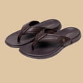 thumbnail image 1 of Avrnliq Womens Premium PU Faux Leather-Look Flip Flops, Brown Breathable Perforated Thong Sandals with Contoured Footbed, Comfortable Slip-On Beach Shoes for Summer,Size 45, 1 of 7