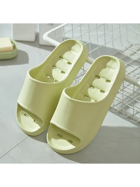 Womens Quick-Dry Non-Slip EVA Shower Slides, Lightweight Seamless Open-Toe Bathroom Pool Spa Slides for Women in Green,Size 40