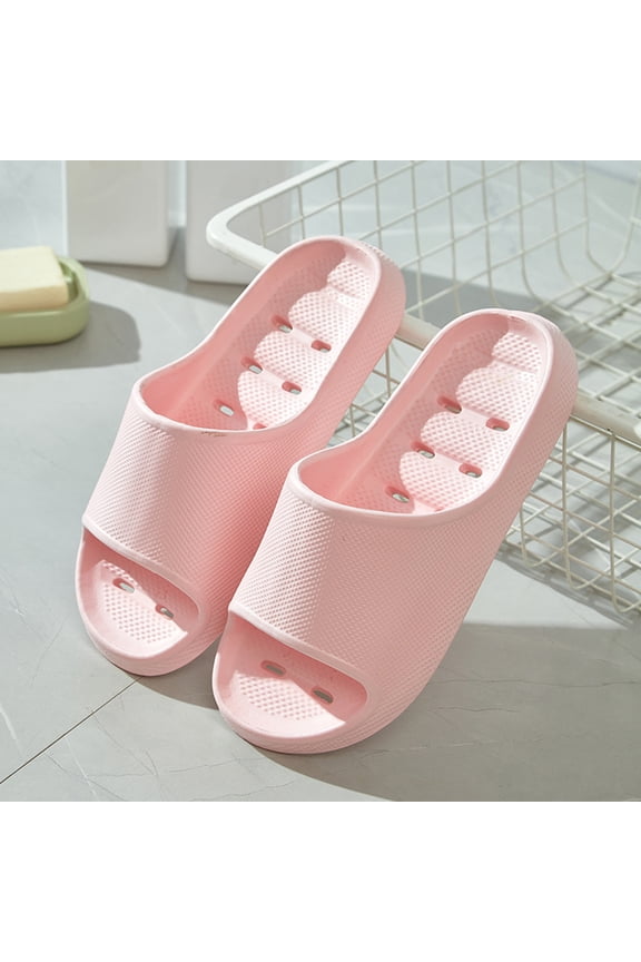 Womens Quick-Dry Non-Slip EVA Shower Slides, Open-Toe Seamless Bathroom Pool Spa Bath Slippers for Daily Wear in Pink,Size 38