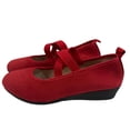thumbnail image 1 of Avrnliq Womens Red Ballet Flats with Crisscross Strap & Low Wedge Heel - Velvet-Like Comfort Slip-On Flats for Everyday, Casual or Office Wear,Size 42, 1 of 6