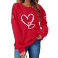 thumbnail image 1 of Avrnliq Womens Red Crewneck Sweatshirt with Heart Print & LOVE Lettering, Valentine's Day Casual Long Sleeve Pullover for Teens & Young Adults,Size M, 1 of 6