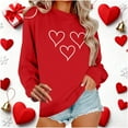 thumbnail image 1 of Avrnliq Womens Red Heart Print Pullover Sweatshirt, Oversized Graphic Crewneck with White Hearts, Soft Casual Long Sleeve,Size L, 1 of 7