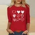 thumbnail image 1 of Avrnliq Womens Red Valentine's Day Heart Print Casual Top, Romantic Love Heart Pattern Soft Loose Fit Holiday Outfit for Date Night Daily Wear Valentine Party,Size M, 1 of 5