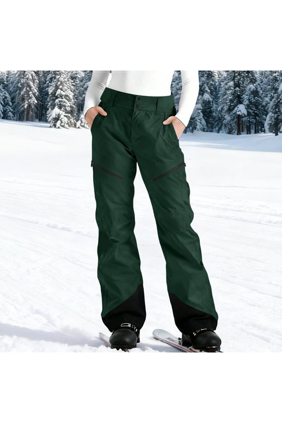 Womens Ski Snow Pants, Waterproof Windproof Insulated, Adjustable Waist with Zipper Pockets, Army Green Plus Size S-XXXL Winter Outdoor Snowboarding Hiking Pants,Size 3XL