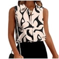 thumbnail image 1 of Avrnliq Womens Sleeveless Collared Button-Down Blouse, Abstract Print, Lightweight Polyester Spandex, S-XXXL,Size 2XL, 1 of 6