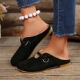 thumbnail image 1 of Avrnliq Womens Slip On Mules, Black Faux Suede Mary Jane Flats with Knot Strap & Contrast Piping, Round Toe Comfort Casual Shoes for Daily Office,Size 37, 1 of 9