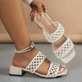 thumbnail image 1 of Avrnliq Womens Square Toe Woven Block Heel Slide Sandals Comfortable Open Toe Slip On Summer Casual Sandals White,Size 6, 1 of 9
