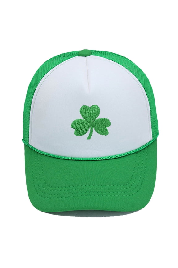 Womens St. Patrick's Day Shamrock Trucker Hat - Green Adjustable One Size Breathable Mesh Cotton Festive Hat,Size Free Size