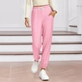 thumbnail image 1 of Avrnliq Womens Ultra Soft 4-Way Stretch Relaxed Fit Straight Leg Casual Jogger Pants with Elastic Drawstring Waist & Functional Side Pockets, Pink,Size 2XL, 1 of 7