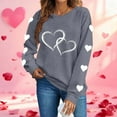 thumbnail image 1 of Avrnliq Womens Valentine's Day Gift Gray Hoodie for Her, Cute Matching Couple Sweatshirt with Heart Print, Soft Oversized Fleece Pullover,Size M, 1 of 4