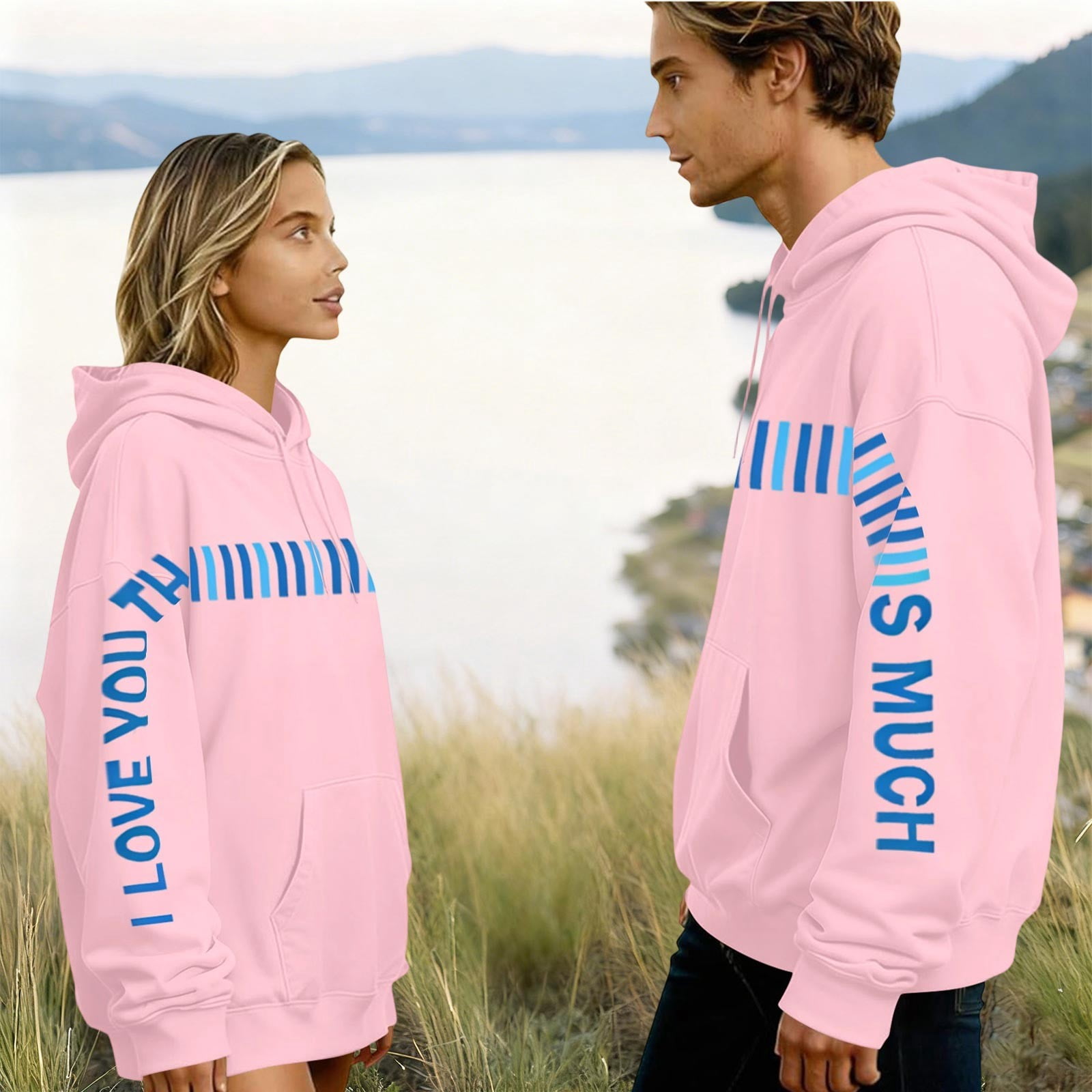 Avrnliq Womens I Love You Oversized Hoodie, Valentine's Day Gift