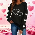 thumbnail image 1 of Avrnliq Womens Valentine's Day Sweatshirt for Her - Black Oversized Hoodie Romantic Heart Print, Cute Matching Couple Gift, Soft Fleece Pullover,Size XS, 1 of 8