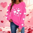thumbnail image 1 of Avrnliq Womens Valentine's Day Sweatshirt Hot Pink Heart Embroidery Couple Matching Hoodie Cute Gift for Her Cozy Fleece Crewneck,Size S, 1 of 8