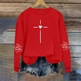 thumbnail image 1 of Avrnliq Womens Valentines Day Sweatshirt with Cross and Hearts Design, Long Sleeve Pullover, 100% Polyester Soft Relaxed Fit, Plus Size, Red,Size 2XL, 1 of 7