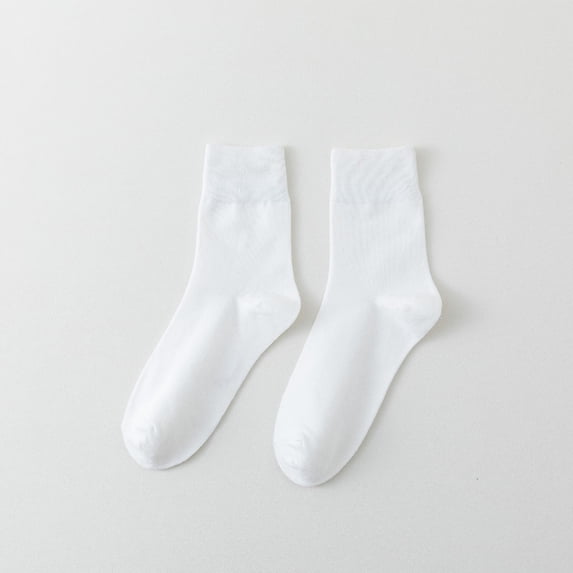 Avrnliq Womens White Crew Socks, Breathable Fine Knit, Reinforced Toe & Heel, Non-Slip Ribbed Ankle Cuff, Free Size Fits US 5-12, 1 Pair,Size Free Size