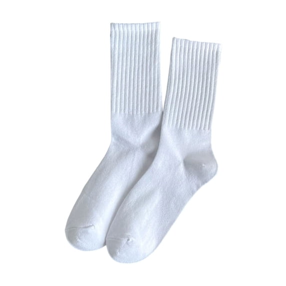 Avrnliq Womens White Crew Socks - Reinforced Heel Toe, All-Day Comfort, Versatile for Daily Commute & Lounging,Size Free Size
