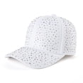 thumbnail image 1 of Avrnliq Womens White Rhinestone Baseball Cap, Sparkle Bling Adjustable Hat, Lightweight Sun Protection Casual Fashion Daily Wear,Size M, 1 of 1