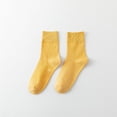 thumbnail image 1 of Avrnliq Womens Yellow Crew Socks, Reinforced Toe & Heel, Stretchy Breathable Fine Knit, Non-Slip Ribbed Ankle Cuff, Free Size Fits US 5-12, 1 Pair,Size Free Size, 1 of 2
