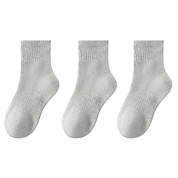 Avrntaa 3 Pairs Boys Girls Cotton Socks Kids Knit Long Socks Casual Crew Solid Color Socks for 3-16Y