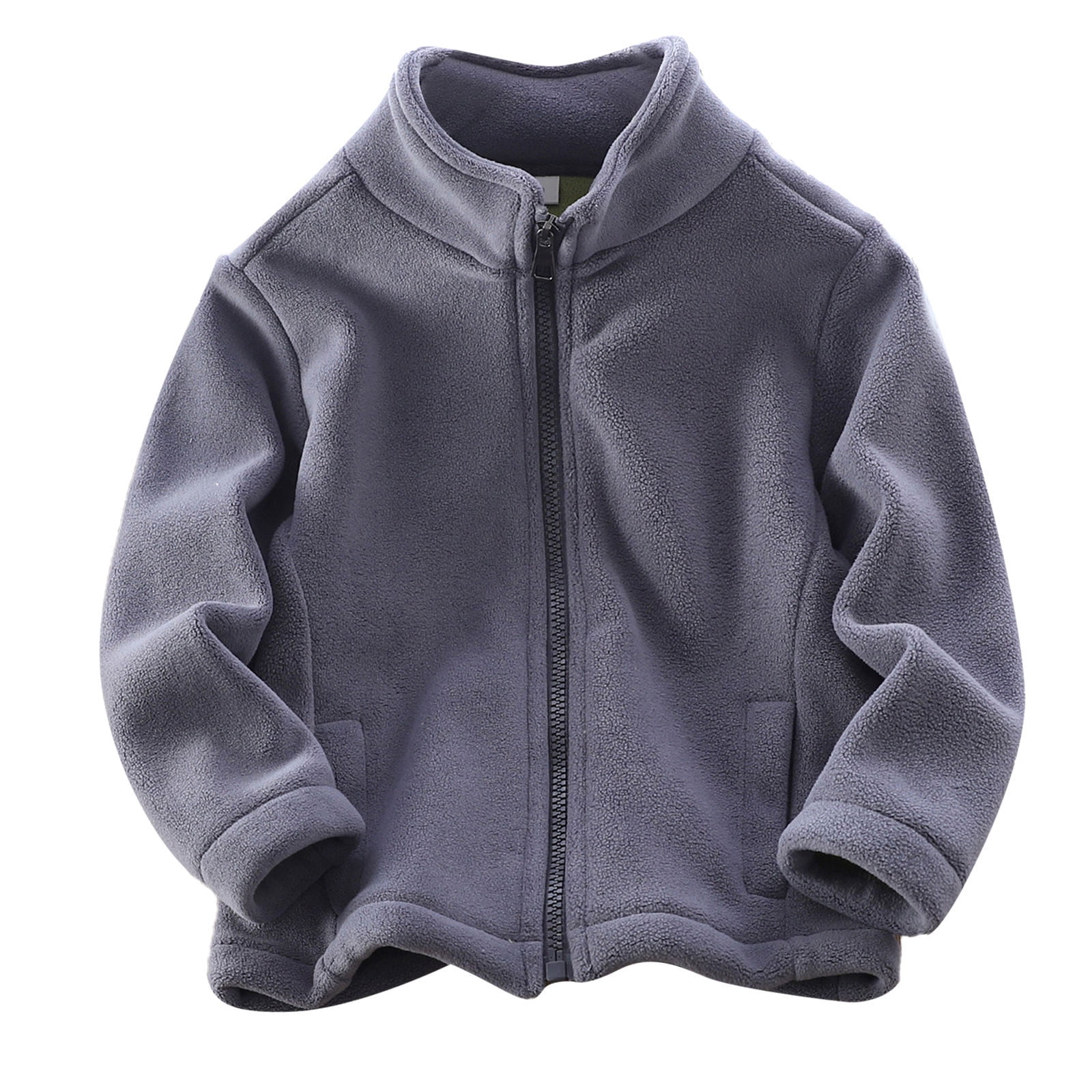 Avrntaa Baby Boy Jacket with No Hood Toddler Casual Full Zip Fleece Jacket Winter Warm Outerwear Blue Jacket Size 4 Years