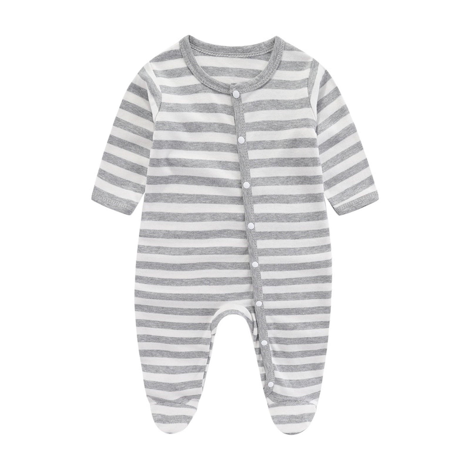 Avrntaa Baby Boy Pjs - Infant Footed Pajamas Long Sleeve Snap up Romper Baby Clothes Set Gray Outfits Size 9M
