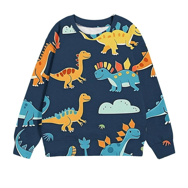 Avrntaa Baby Boy Sweatshirt Toddler Dinosaurs Graphic Oversized Sweatshirt with No Hood Hoodie for Kids Blue Sweatshirt Size 7Y Walmart