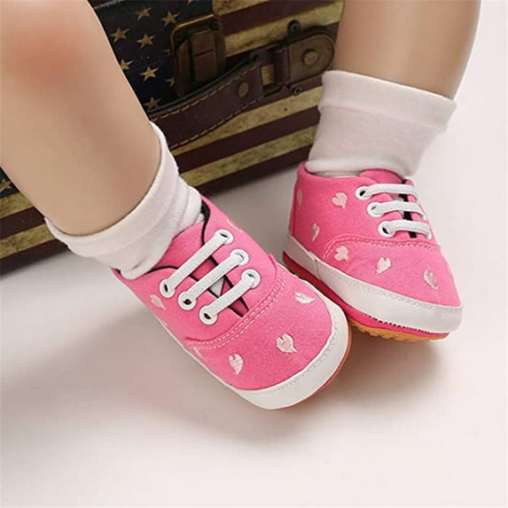 Avrntaa Baby First Walking Shoes - Infant Non Slip Soft Sole Girls Crib Canvas Casual Sneaker Multi-color Shoes Size 6-12 Months