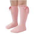 thumbnail image 1 of Avrntaa Baby Girls Knee High Socks Cute Bow Trim Knit Socks Kids Warm Cotton Stockings for 6M-7Y, 1 of 4