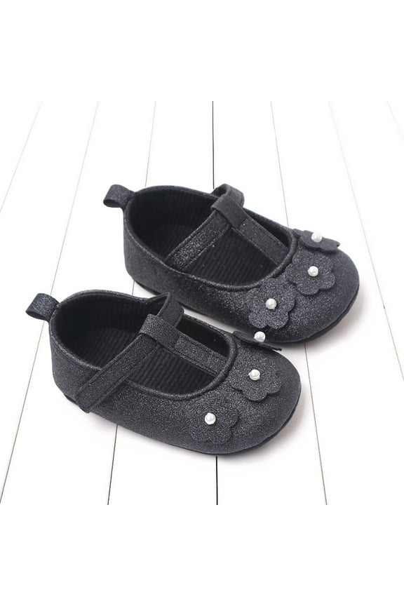 Baby Girls Mary Jane Flats - Anti-Slip Rubber Sole Toddler First Walking Dress Shoes Y2K Shoes Size 3-11M