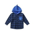 thumbnail image 1 of Avrntaa Boys Flannel Plaid Shirts - Long Sleeve Hooded Lightweight Jacket Button Down Shacket Blue Jacket Size 4 Years, 1 of 8