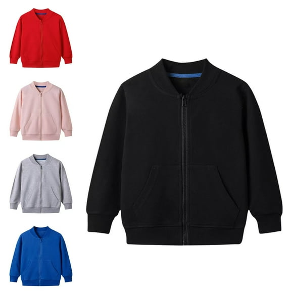 Avrntaa Boys Fashion Jacket - Boy Girl Workout Coats Casual Fall Zipper Coat Black Jacket Size for 8Y