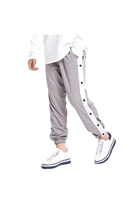 Boys Summer Sweatpant Side Button Workout Pants Elastic Waisted Trousers for 5-16Y