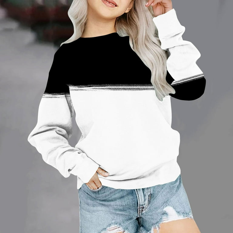 Avrntaa Boys Sweatshirt with No Hood Kids Casual Color Block Long Sleeve Sweatshirt On Clearance White Sweatshirt Size 2 3Y Walmart