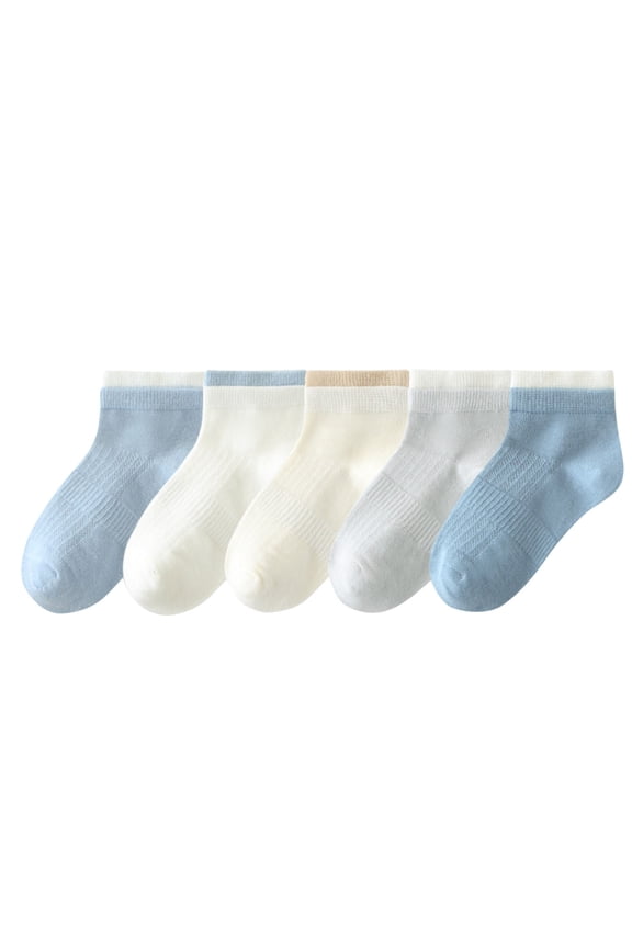 Cotton Crew Socks for Toddler Kids Print Knit Ankle Socks for 3-14 Years 5 Pairs