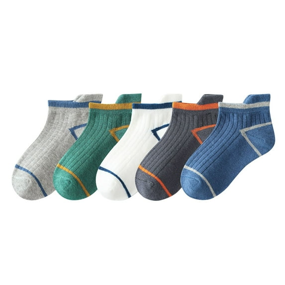Avrntaa Cotton Crew Socks for Toddler Kids Print Knit Ankle Socks for 3-14 Years 5 Pairs