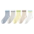 thumbnail image 1 of Avrntaa Crew Cotton Socks for Kids Boys Girls Soft Breathable Ankle Dress Socks for 1-12 Years 5 Pairs, 1 of 3