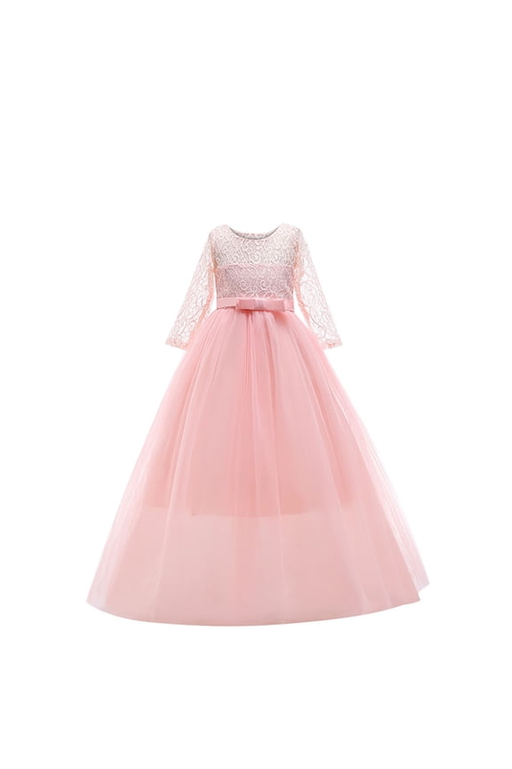 Flower Girls Wedding Party Dress Lace Bridesmaid Formal Dresses Tulle Evening Maxi Ball Gown