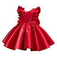 thumbnail image 1 of Avrntaa Girl Satin Ball Gown Ruffle Sleeve Princess Dresses Wedding Birthday Party Pageant Dress 9M-6Y, 1 of 7